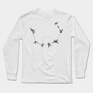 Corona Borealis (Northern Crown) Constellation Roses and Hearts Doodle Long Sleeve T-Shirt